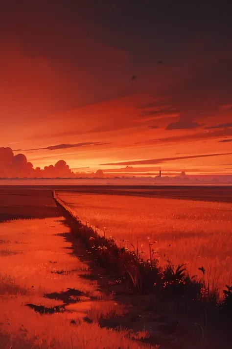 Bloody sky without people empty sky covered in blood completely red sky with clouds like blood blood sky red
