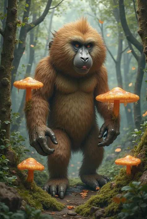 Create a baboon in the form of a mushroom.