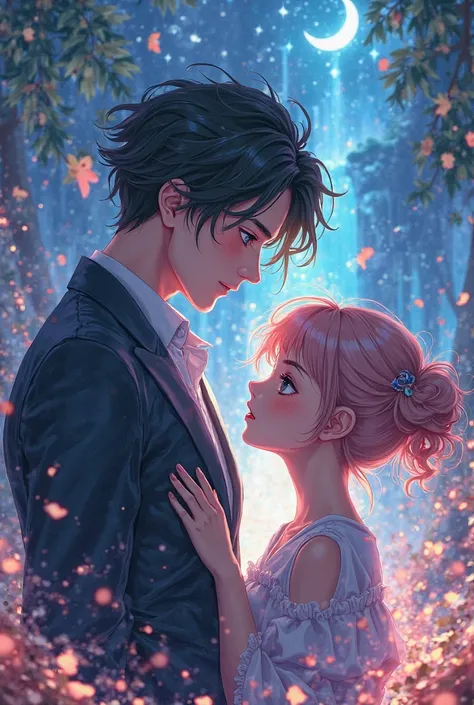 Anime handsome tall boy and a anime cute girl