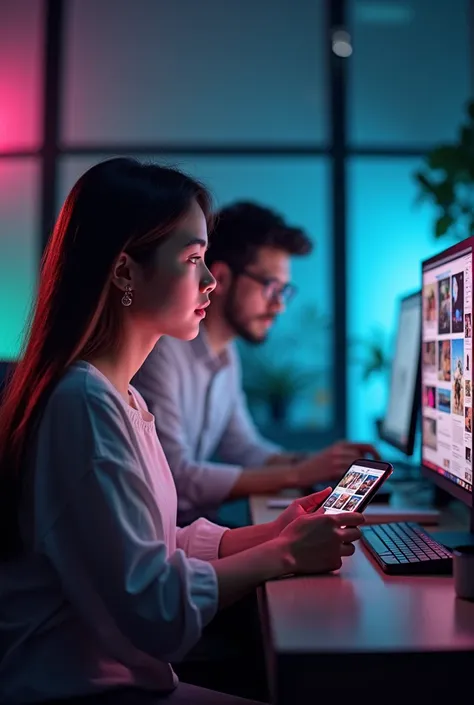 A video when someone opens and see tiktok and another person taking infomation from the internet