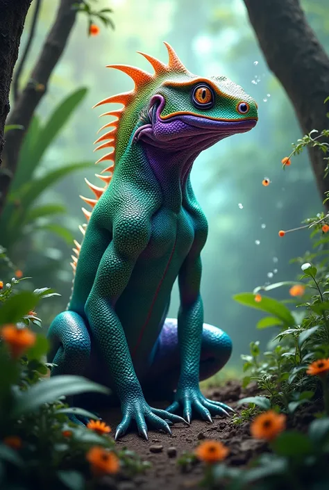 Green and purple lizard