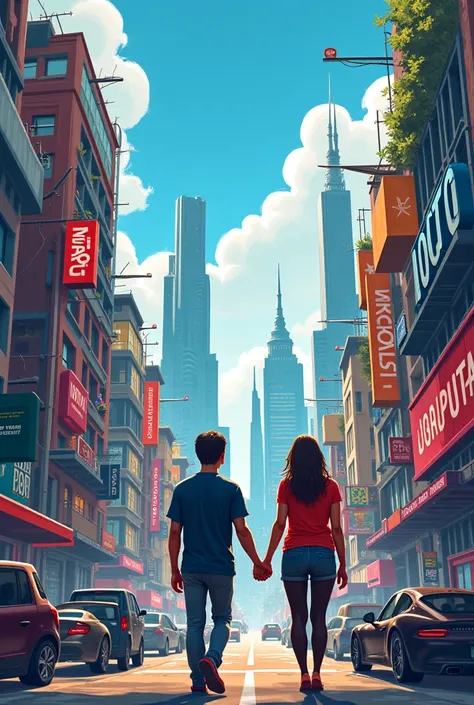 Create an image containing the words Lautaro and Agostina with a city