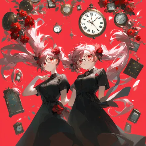 masterpiece, (Aesthetic Style:0.7), girl, solo, viewers without a clock, knitting glasses, hair, Floating Hair, from below, ロングh...