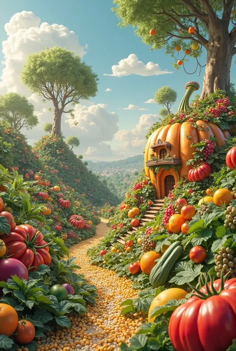 Landscape made of fruits and vegetables