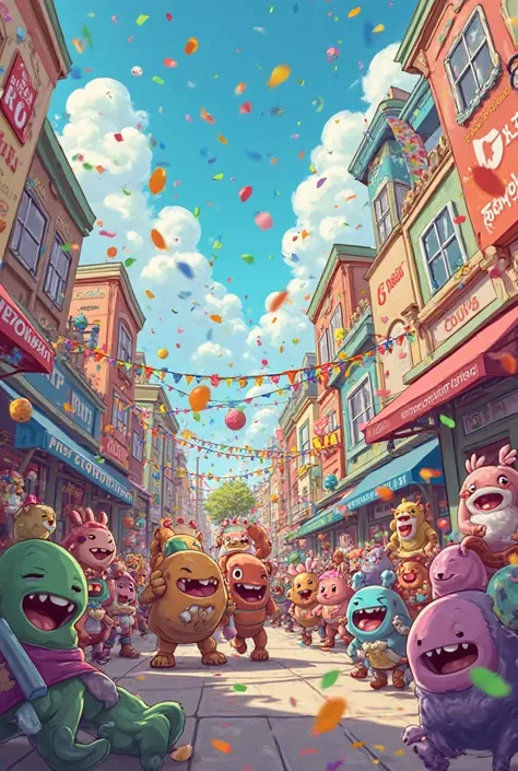 Create an image that emphasizes or show mass promotion . The image should be cartoon characters