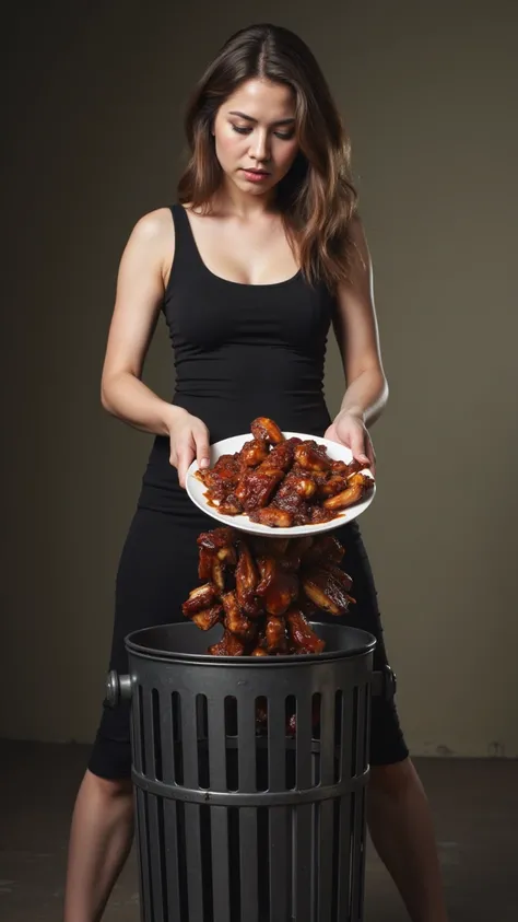 A plate of smoky, tender BBQ Ribs, once sizzling with flavor, sits abandoned in the woman’s hands. With a look of indifference, ...