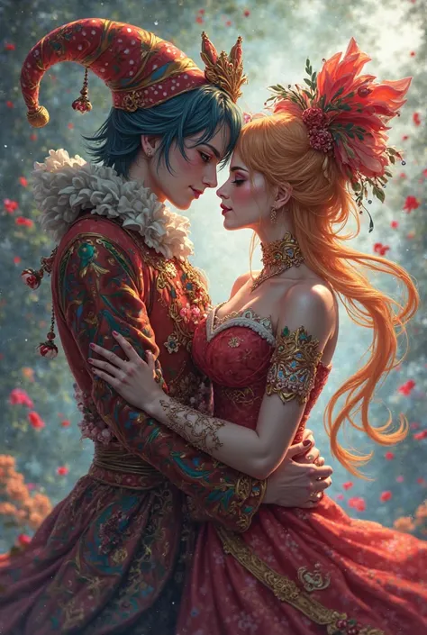 Arlecchino Peruere genshin impact with Furina genshin impact kiss