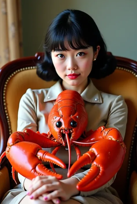 Show me a full body Photo of a pretty woman, looking like a mix of German and Japanese decent. black hair with round innocent fa...