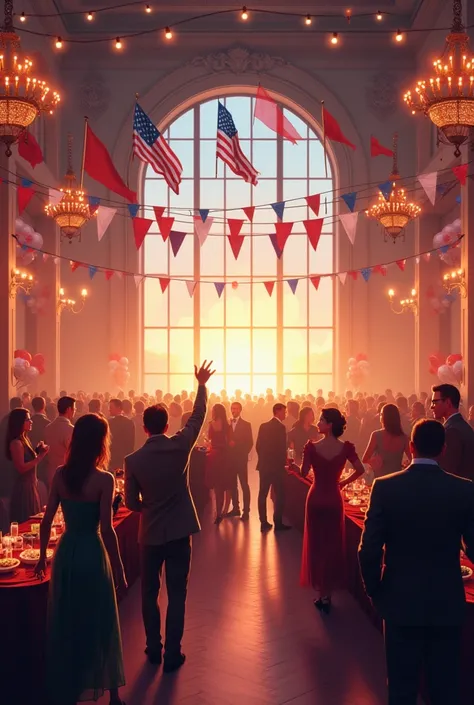 Une salle de fête decorée pour la fête du travail