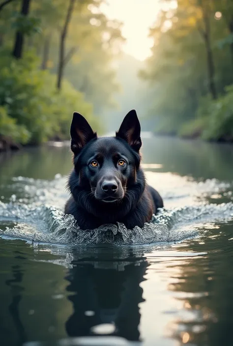 Dog in the river