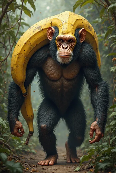 Chimpanzee fused with a banana