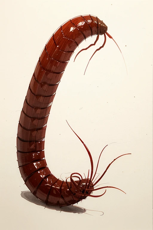 Art Red Centipede Sketsa