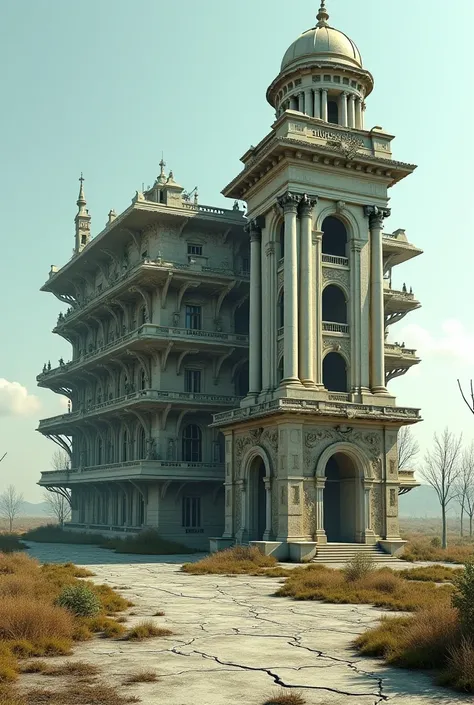 Draw a hybrid between a luxury home , An airport, abandoned house