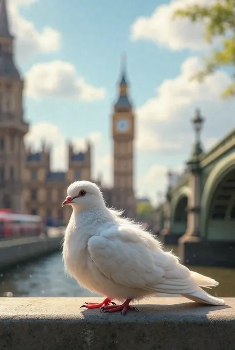 Create a lifelike image of a dove in London