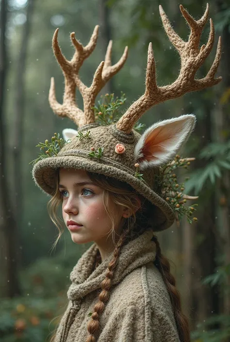 Create a very beautiful hat inspired by a forest animal Like a deer
