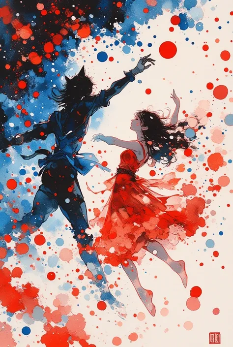 red blue white、Ink painting、simple 、the ball of light dances 、 Flower Dance 、Crumbling Petals 、Colorful Particles of Lig...