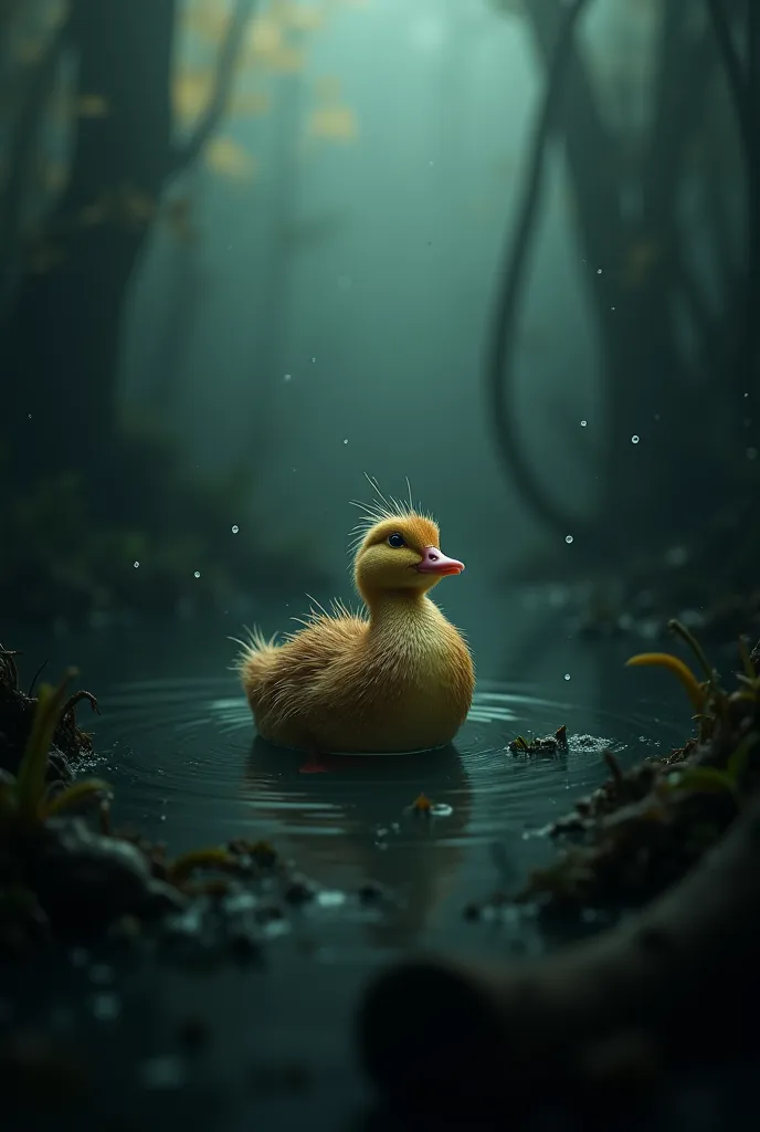 Coconut duck on a rotten lake bottom