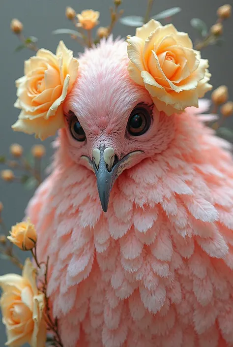  Pink Skull Pigeon with Yellow Roses 