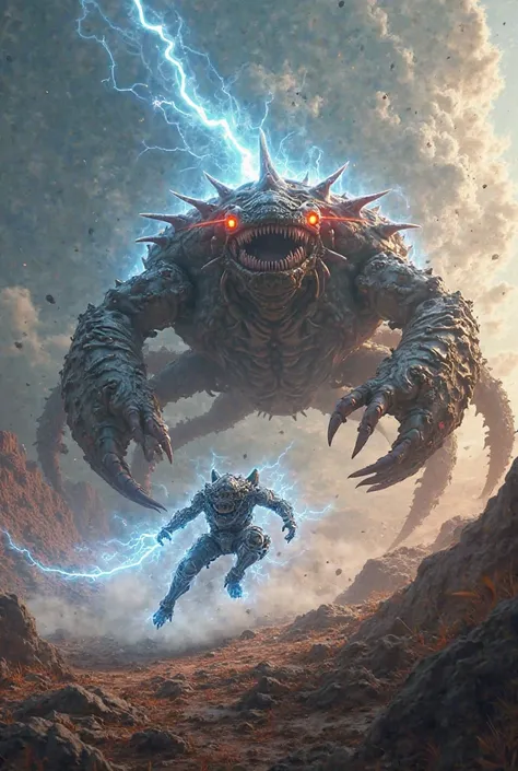 Lightning Maquin running over the crab monster