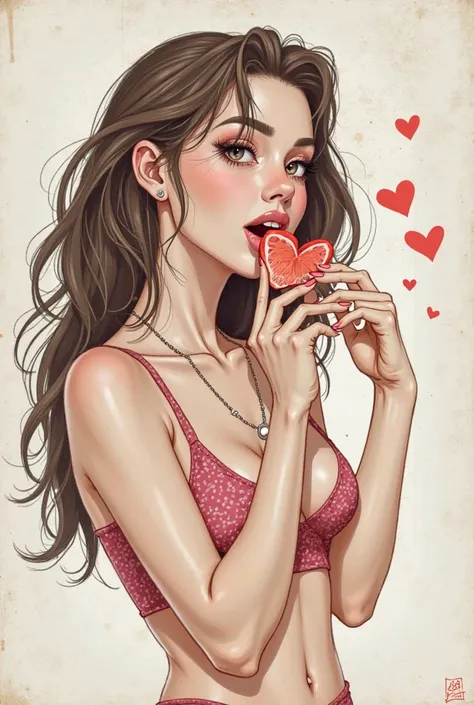 Draw me a girl sucking, licking, biting and sucking a big dick