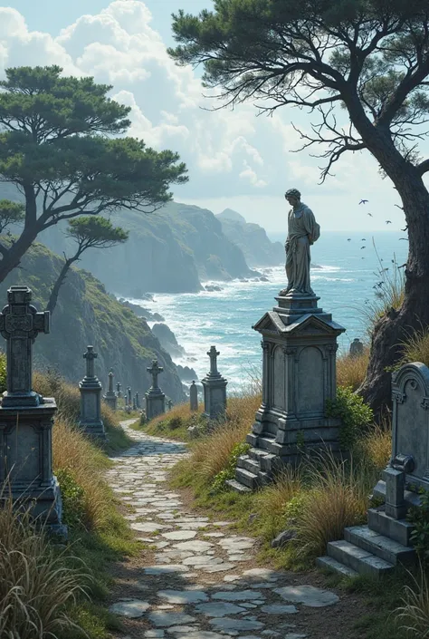A marine cemetery with graves