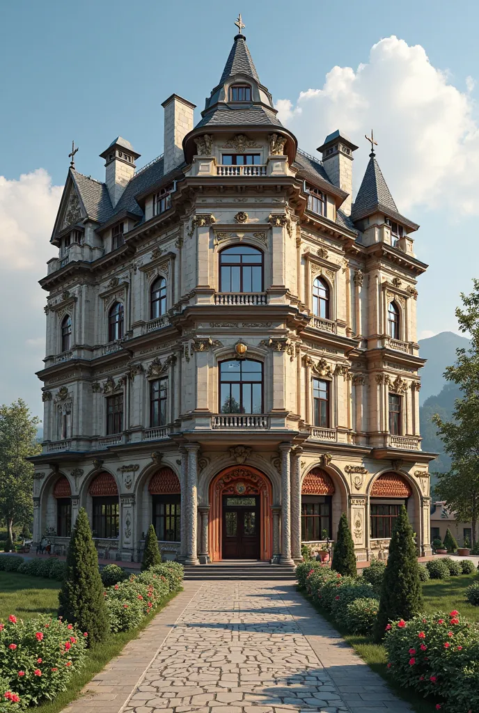 four-story hotel-style building in southern Russia