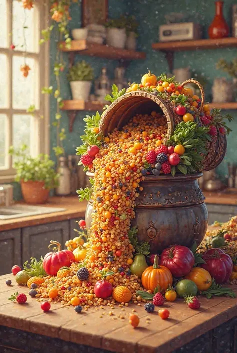 A lot of food is collected at home in a spout | RADII ANIMATION PHOTO
