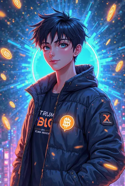Create an electrifying and futuristic avatar image for the InterLink Network advertisement, capturing the hot news of Donald Tru...