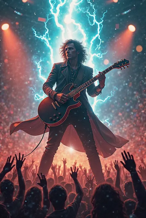 Create a musical hero guitar player with super power s