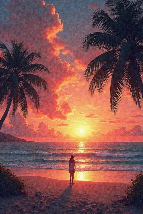 Generate a beautiful sunset beach
