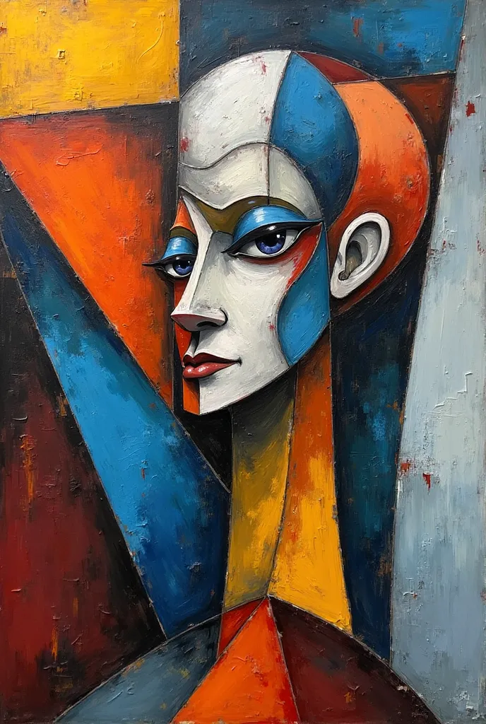 Create a portfolio about cubism flow in 28cm×38cm painting paper.