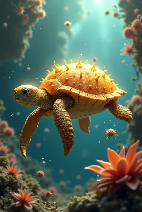 Surreal coral turtle gold