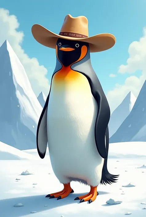 Penguin in Antarctica wearing cowboy hat with big legs