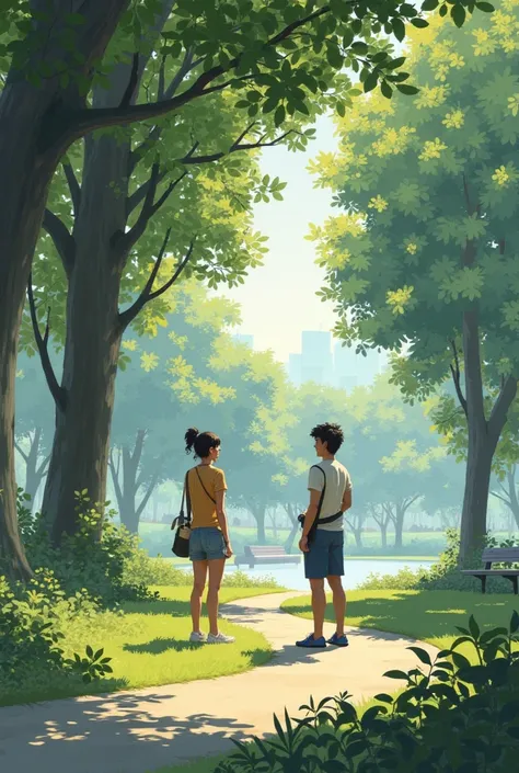 A walk in the park or in the fresh air — an image of two people, who are just chatting and enjoying time together.