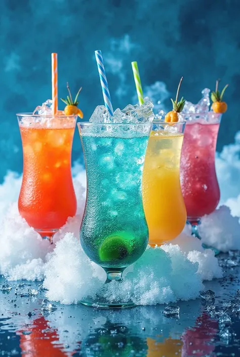 Incredibly organized and futuristic-looking beverage menu with a variety of tropical, exotic and refreshing drinks for a company...