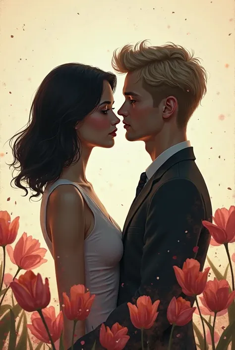 Create a cover for books with two silhouettes — male and female. The cover should be beautiful and symbolic, times with elements...