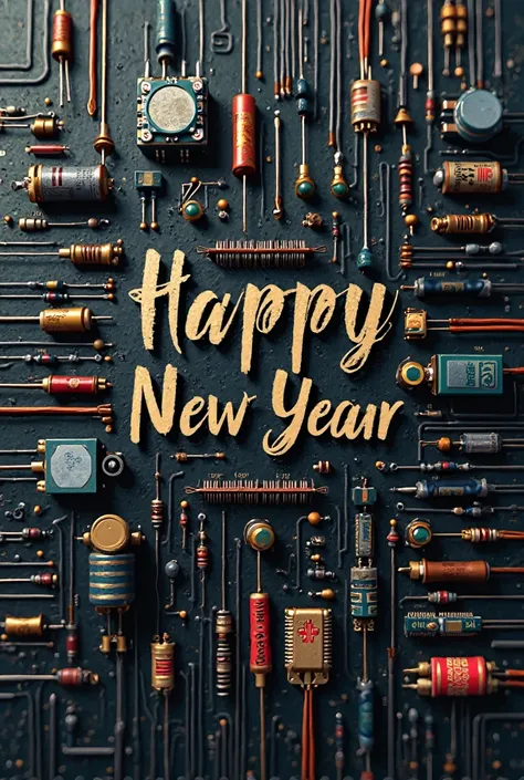 Create an image using wiring electronics components with wishing Sinhala and Hindi happy new year
