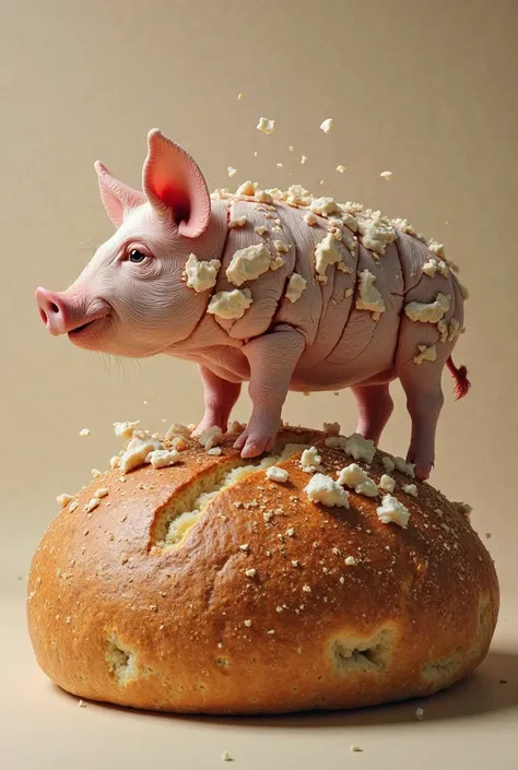 the same, But the pig must be crumbled and the bread must be round
