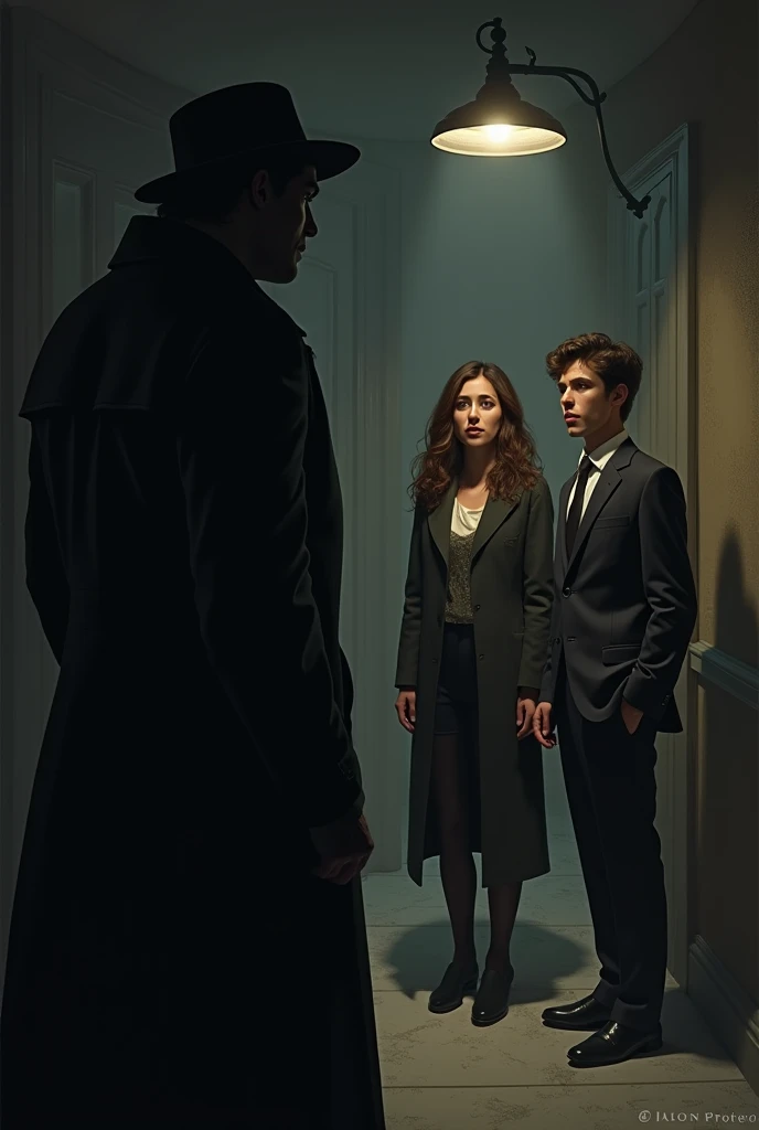 Episode 3 : l’enquete avec une silhouette noire et le Prince George et Giulia ( peau mate yeux marron et cheveu brun)