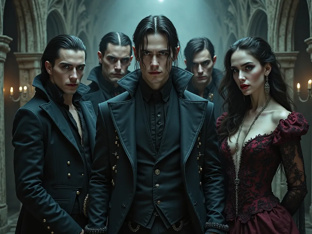 evil vampires, with different faces and different genders