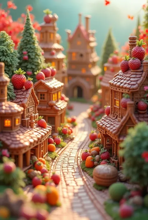 An exquisite fairytale style jam town map,Scene is miniature model style,The whole town is made up of various jam themes。In the ...