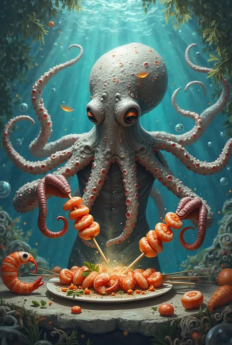 Octopus make kebab