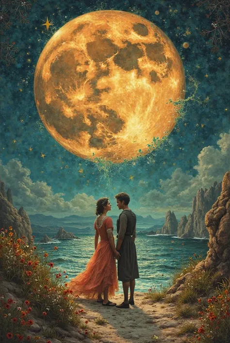 Create me a beautiful original modern surrealist poster based on ancient works, The theme is the fear that time will pass too qu...