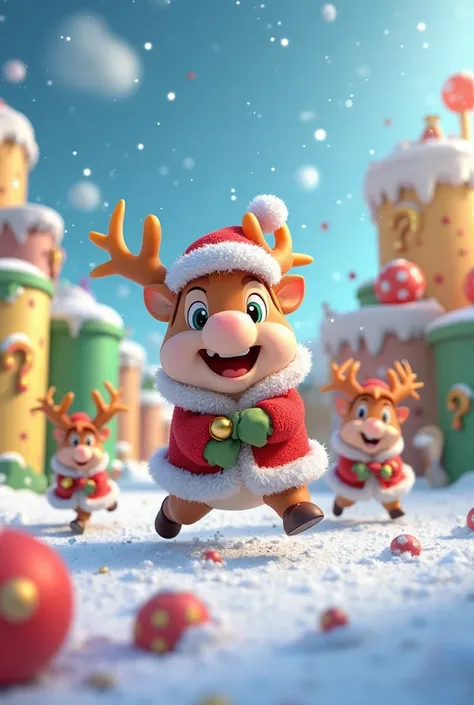 Santa Claus's reindeer in Mario 3D style