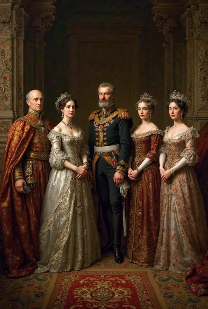Generate a the 7 kings of Europe in 1800 to date with their wives 