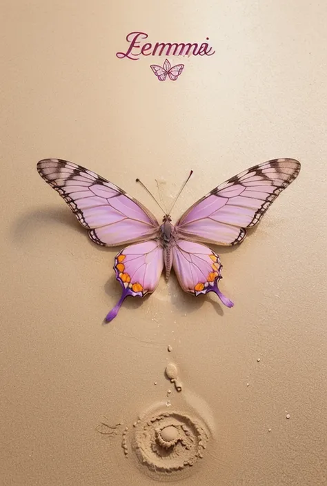 create a perfume logo named Femera featuring a butterfly with one transparent wing, the other wing has a fine line art pattern i...