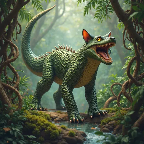 draw a cat with a crocodile body
