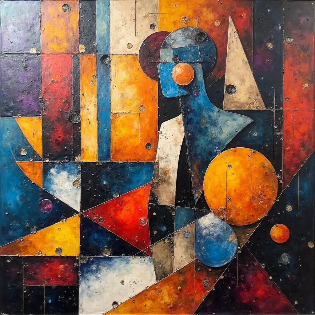 A cubist style Combination of abstract Art movement and Modern Art movement painting