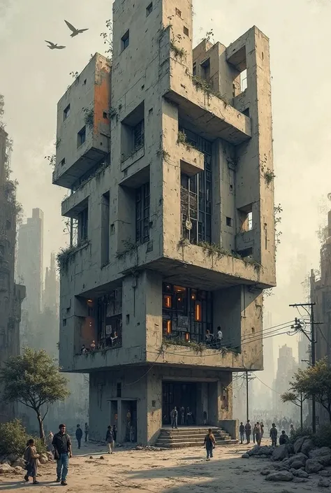 Expressionist building, sketch