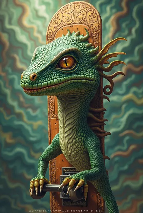 Do a skateboard with a lizard's head